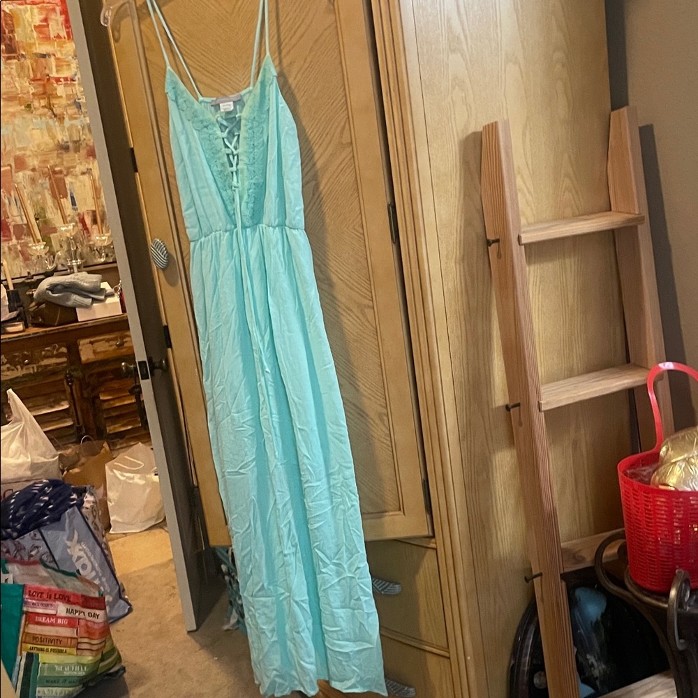 Purple snow green maxi dress size medium